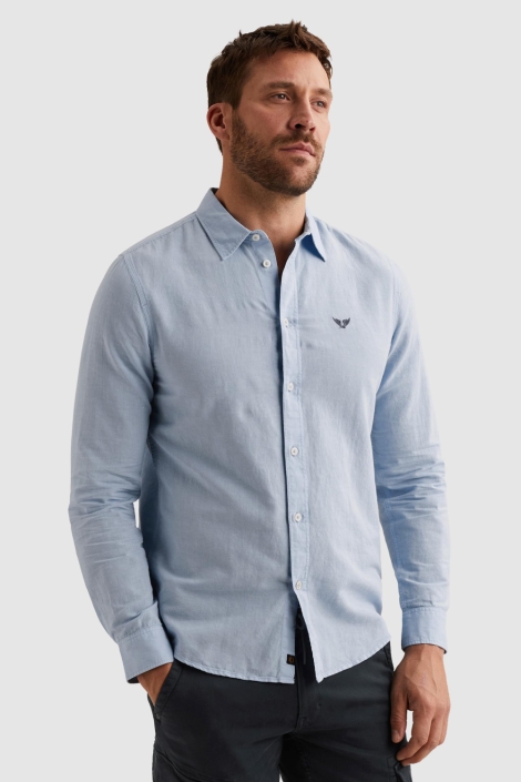 PME legend blauwe heren overhemd | Model vooraanzicht