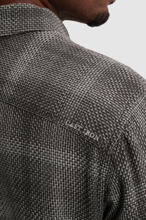 Cast Iron grijze heren overhemd | Close up