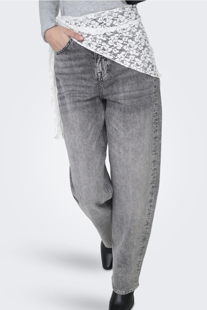 Jacqueline de Yong grijze dames jeans | Model vooraanzicht