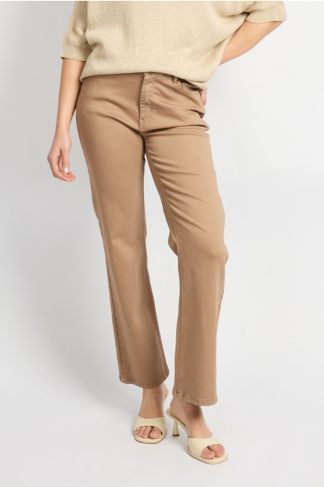 C&S The Label taupe dames jeans | Model vooraanzicht