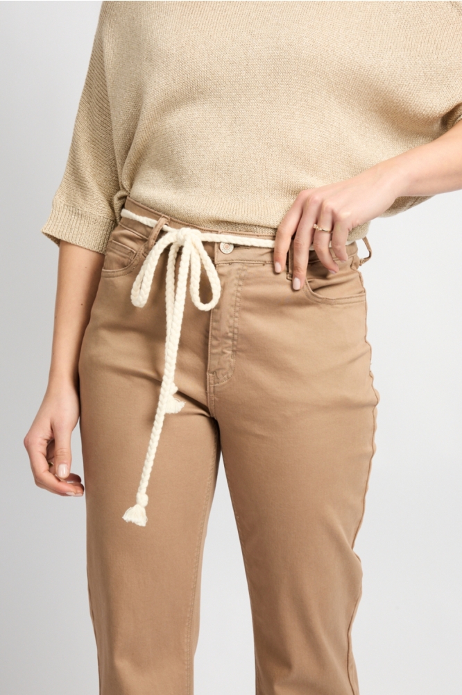 C&S The Label taupe dames jeans | Close up
