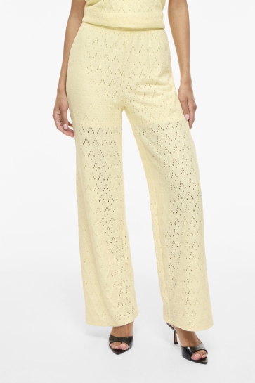 Vila Broek VIAMALINA HW WIDE PANTS/VOL/PB 14113652 PASTEL YELLOW