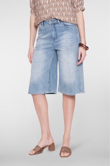 Geisha Broek JEANS SHORT LONG 61019 10 STONE BLEACH DENIM