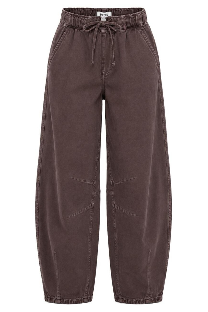 Pieces bruine dames broek | Vooraanzicht