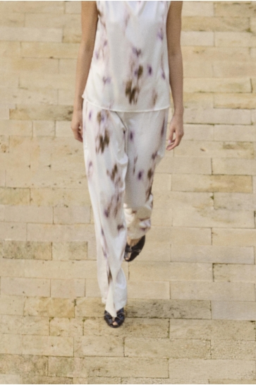 Vila Broek VIALLIUM HW STRAIGHT PANTS DC KA 14115482 SNOW WHITE/PURPLE