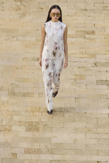 Vila Broek VIALLIUM HW STRAIGHT PANTS DC KA 14115482 SNOW WHITE/PURPLE