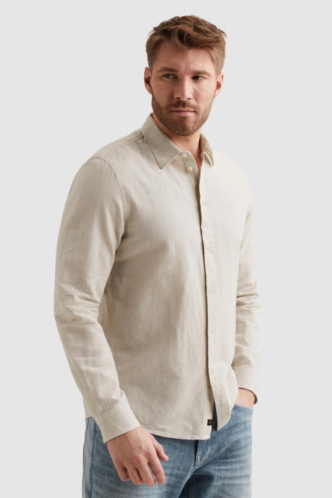 PME legend beige heren overhemd | Model vooraanzicht