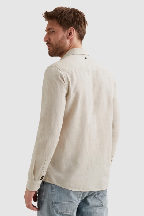PME legend beige heren overhemd | Model achteraanzicht