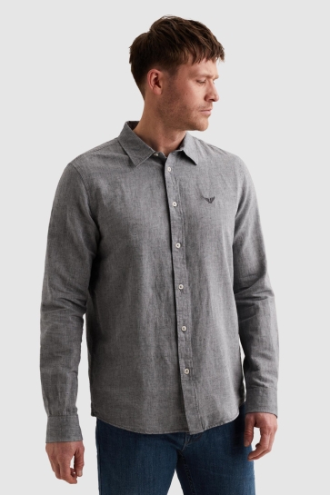 PME legend long sleeve shirt 2 tone cotton li Blauw