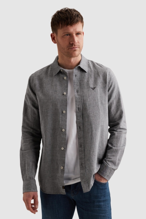 PME legend blauwe heren overhemd | Model zijaanzicht