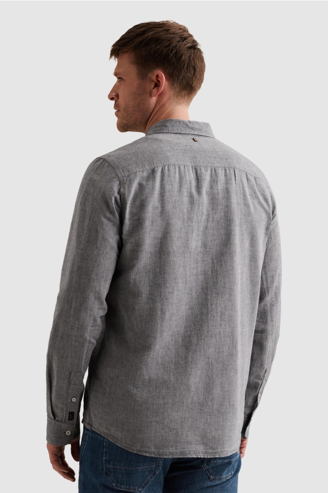 PME legend blauwe heren overhemd | Model achteraanzicht