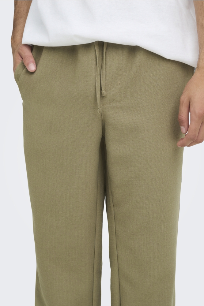 Only & Sons taupe heren broek | Close up