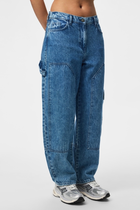 Pieces blauwe dames jeans | Model zijaanzicht