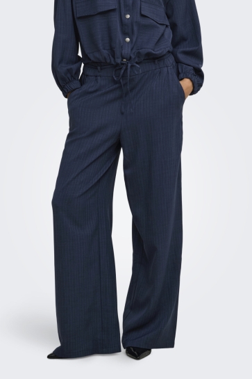 Jacqueline de Yong Broek JDYVESTA HW PANT WVN 15384143 Navy Blazer/PINSTRIPE BLUE
