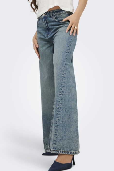 Jacqueline de Yong blauwe dames jeans | Model zijaanzicht