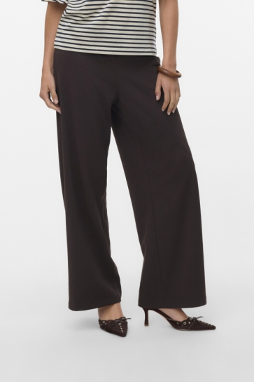 Vero Moda Broek VMBERLIN ZAMIRA MW WIDE PANT NOOS 10318454 Chocolate Torte