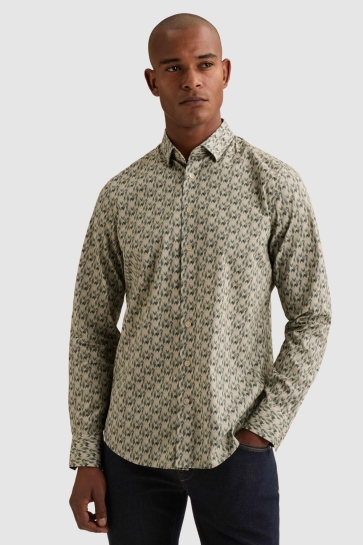 Vanguard long sleeve shirt print on poplin Groen