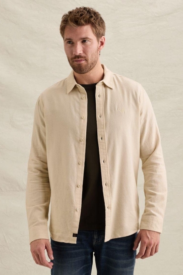 PME legend long sleeve shirt yarn dye Beige