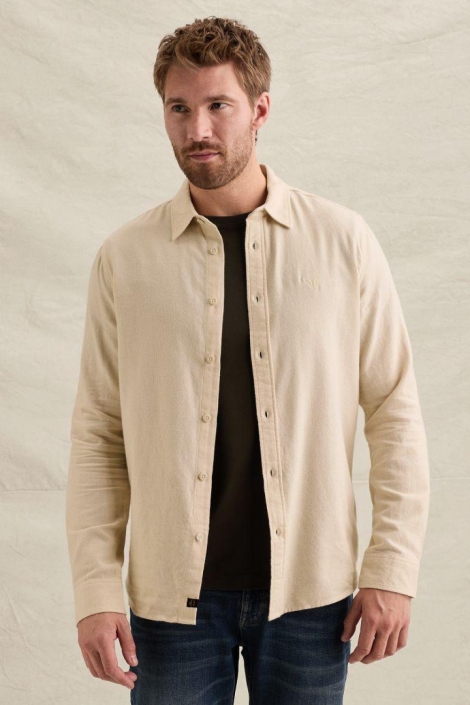PME legend beige heren overhemd | Model vooraanzicht