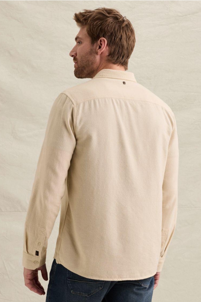 PME legend beige heren overhemd | Model achteraanzicht
