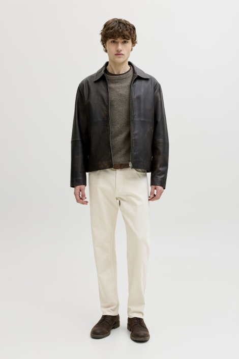 Jack & Jones ecru heren jeans | Model vooraanzicht
