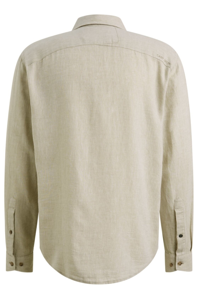 Cast Iron beige heren overhemd | Achteraanzicht