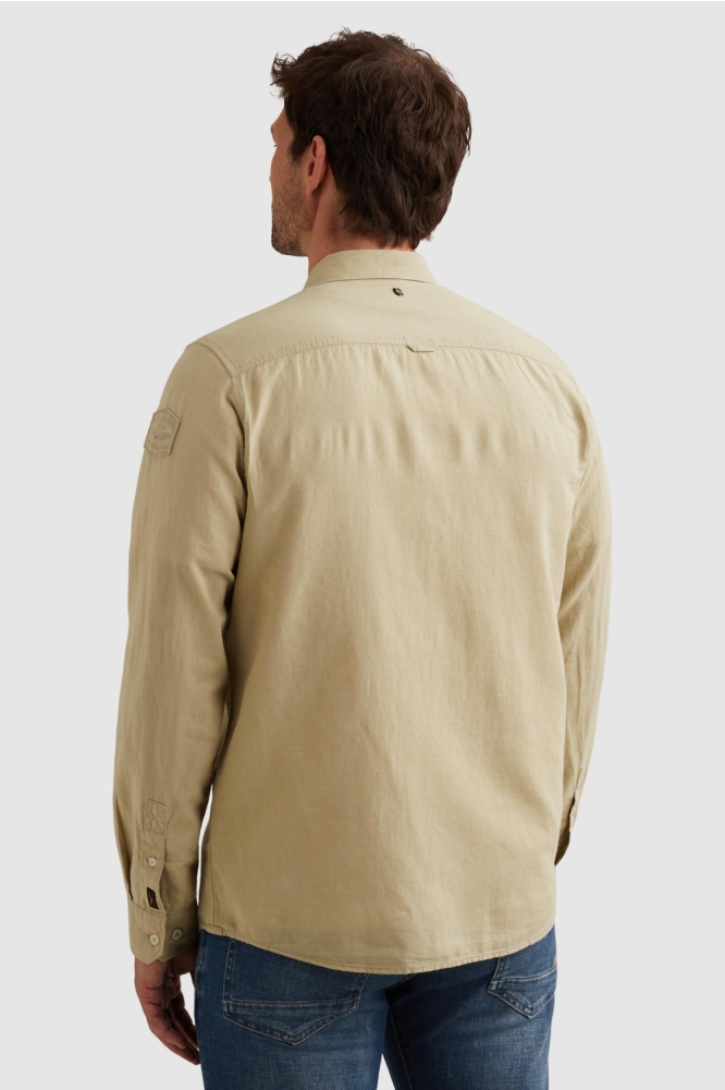 PME legend beige heren overhemd | Model achteraanzicht