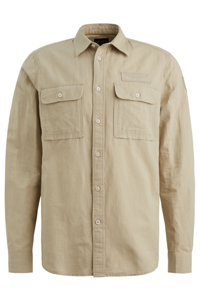 PME legend beige heren overhemd | Vooraanzicht