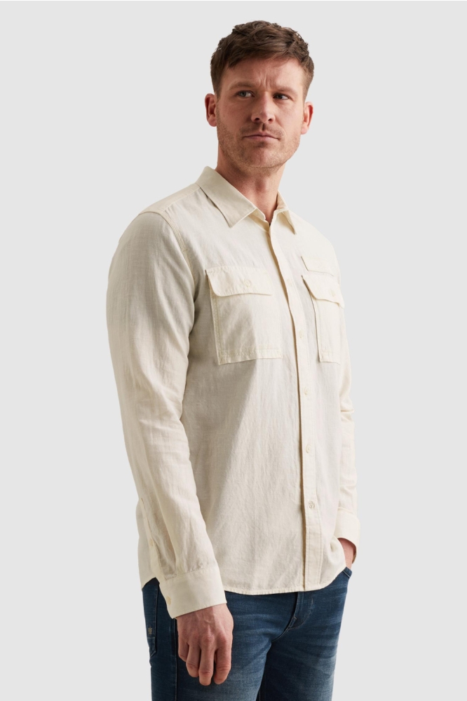 PME legend witte heren overhemd | Model zijaanzicht