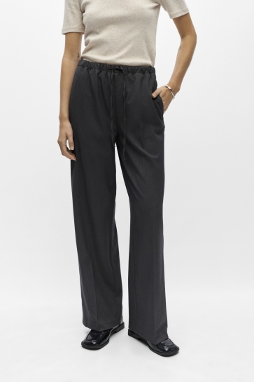 Object Broek OBJLISA MW TIE WIDE PANT NOOS 23050894 Medium Grey Melange