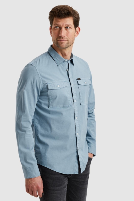 PME legend blauwe heren overhemd | Model zijaanzicht