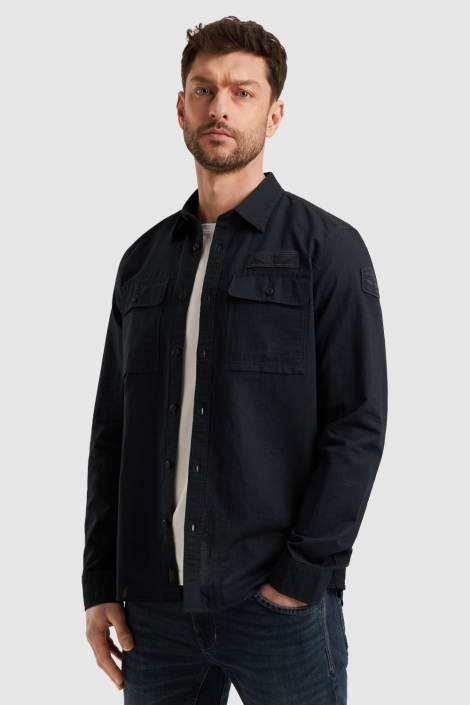PME legend blauwe heren overhemd | Model zijaanzicht