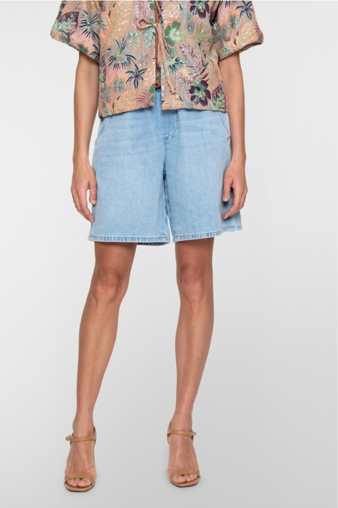 Geisha blauwe dames korte broek | Model vooraanzicht