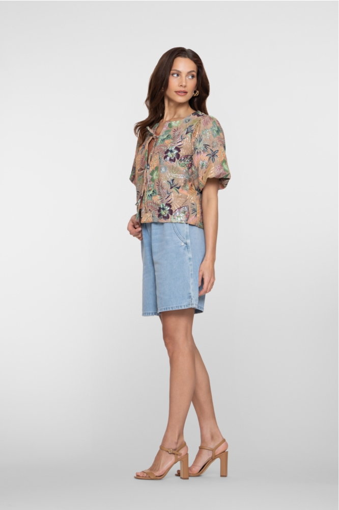 Geisha blauwe dames korte broek | Model