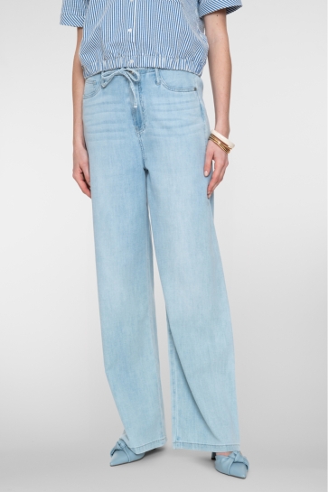 Geisha Broek JEANS MET HOGE TAILLE EN STRIKKOORD 61318 10 Bleached Denim