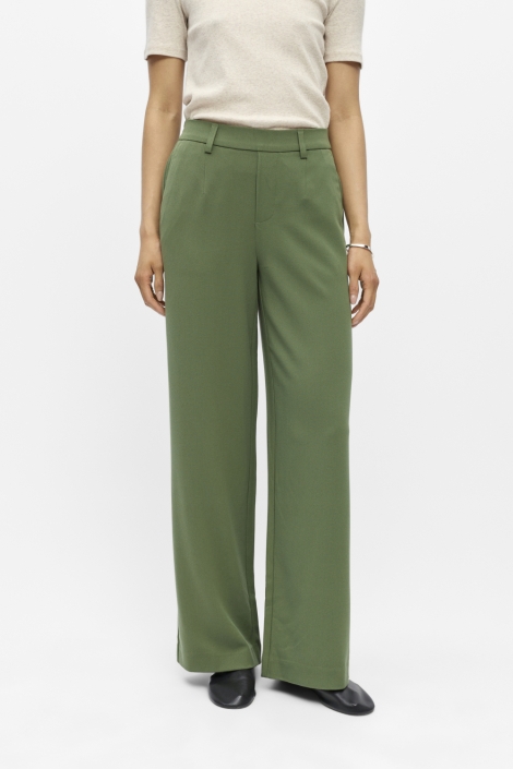 Object groene dames broek | Model vooraanzicht
