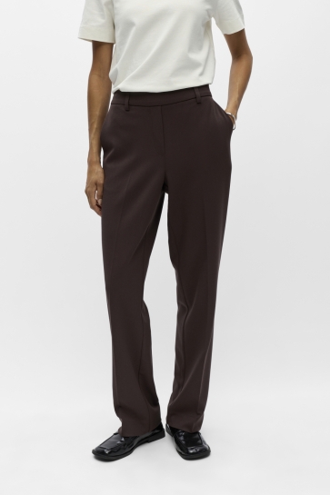 Object Broek OBJLISA MW STRAIGHT PANT NOOS 23047613 Seal Brown