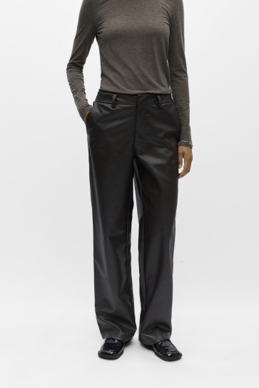 Object Broek OBJLIVA MW WIDE PANTS NOOS 23049638 Seal Brown