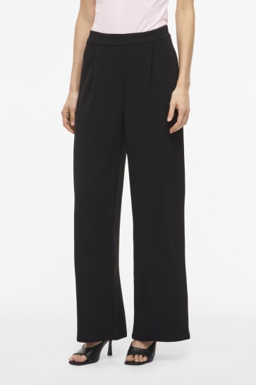Vila Broek VIBENNE HW WIDE PLEAT JRS PANTS - N 14115130 BLACK BEAUTY