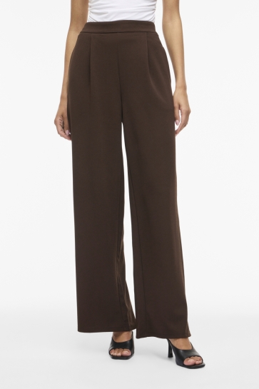 Vila Broek VIBENNE HW WIDE PLEAT JRS PANTS - N 14115130 COFFEE BEAN