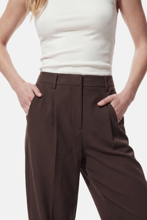 Pieces bruine dames broek | Close up