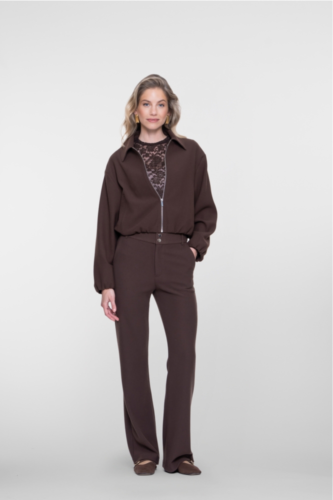 Geisha bruine dames broek | Model vooraanzicht