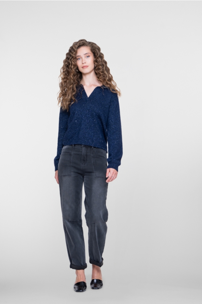 Geisha grijze dames jeans | Model vooraanzicht