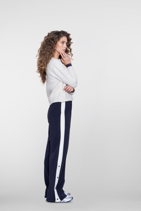 Geisha blauwe dames broek | Model zijaanzicht