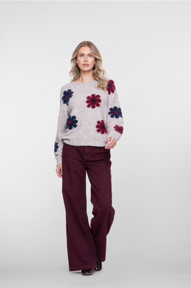 Geisha bordeaux dames jeans | Model vooraanzicht
