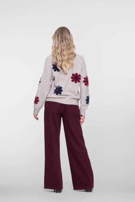 Geisha bordeaux dames jeans | Model achteraanzicht
