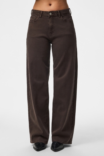 Pieces Jeans PCSILKE MW WIDE COLORED JEANS NOOS 17162261 Hot Fudge
