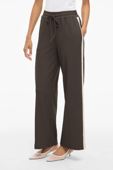 Vila Broek VICLUA HW WIDE TRACK PANTS - NOOS 14114455 Coffee Bean/BIRCH TRACK