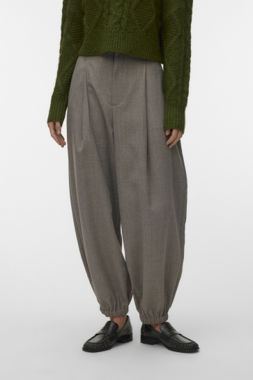 Vero Moda Broek VMBESTIE MW BALLON CHECK PANT 10352458 Silver Mink/BROWN CHEC