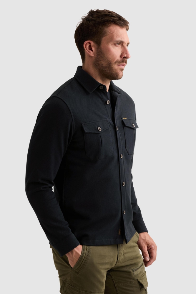 PME legend blauwe heren overhemd | Model zijaanzicht